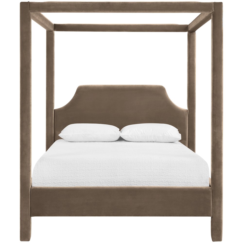 Dawson Taupe Velvet Upholstered Full Bed. Picture 2