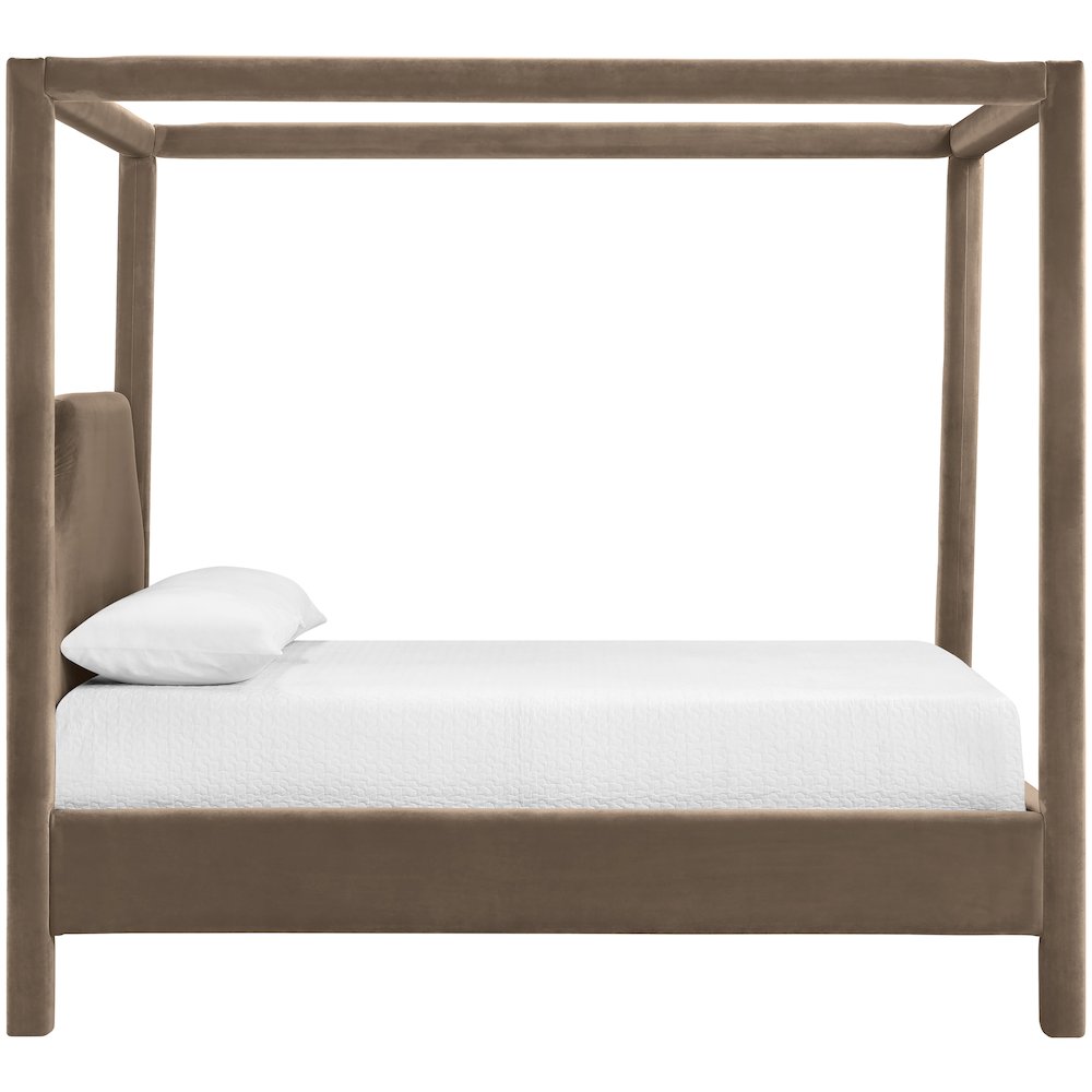 Dawson Taupe Velvet Upholstered Full Bed. Picture 8