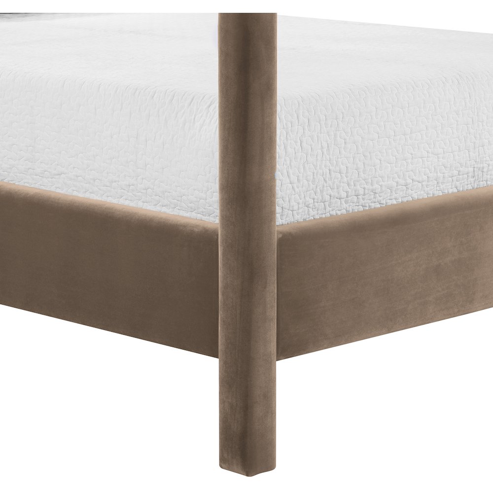 Dawson Taupe Velvet Upholstered Full Bed. Picture 6