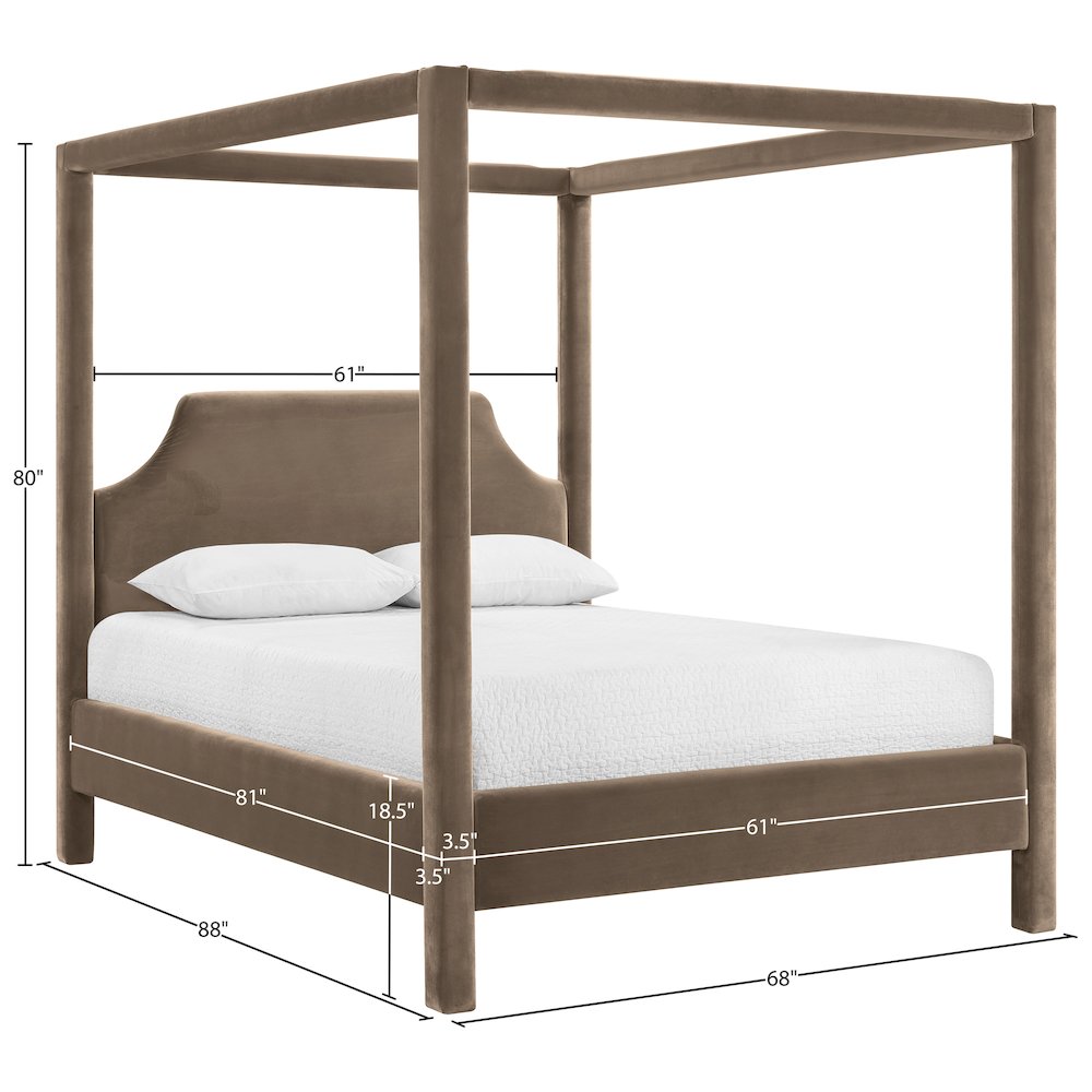 Dawson Taupe Velvet Upholstered Queen Bed. Picture 11
