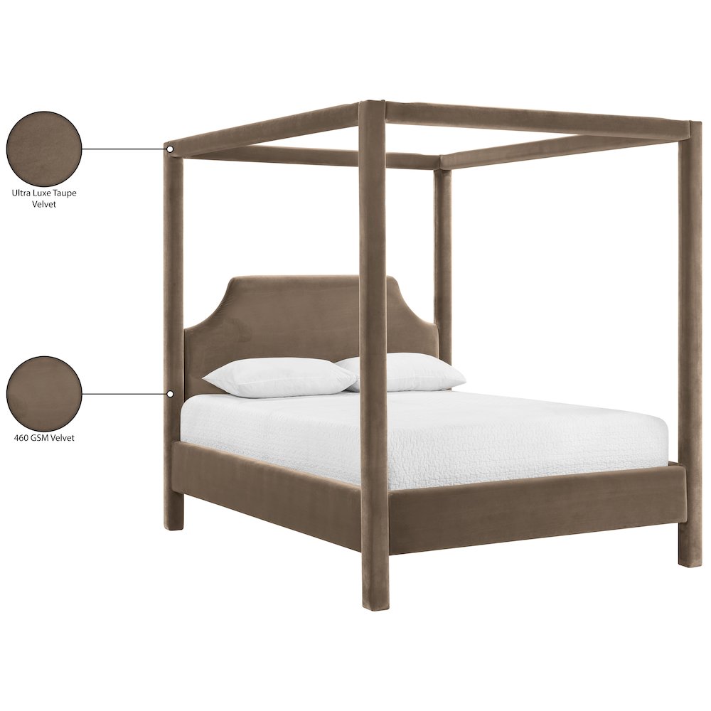 Dawson Taupe Velvet Upholstered Queen Bed. Picture 12