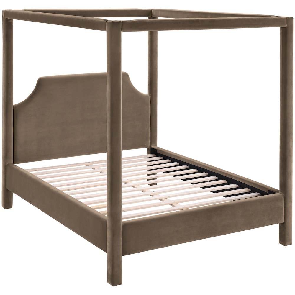 Dawson Taupe Velvet Upholstered Queen Bed. Picture 4