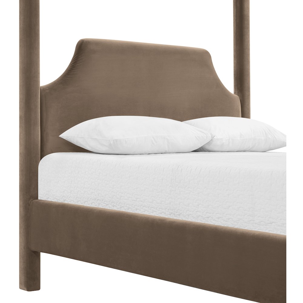 Dawson Taupe Velvet Upholstered Queen Bed. Picture 5