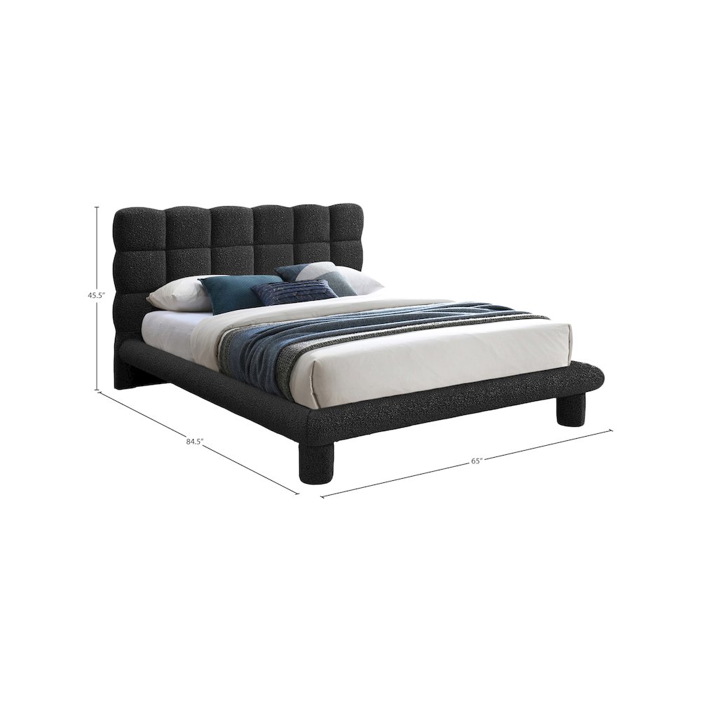 Deco Black Boucle Fabric Full Bed. Picture 5