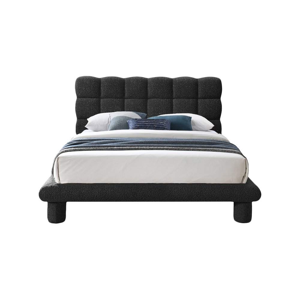 Deco Black Boucle Fabric Full Bed. Picture 2