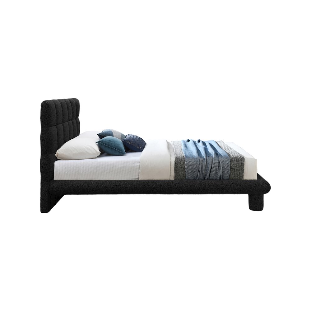 Deco Black Boucle Fabric Queen Bed. Picture 3