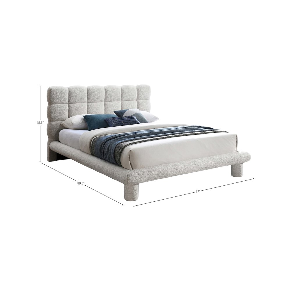 Deco Cream Boucle Fabric King Bed. Picture 5