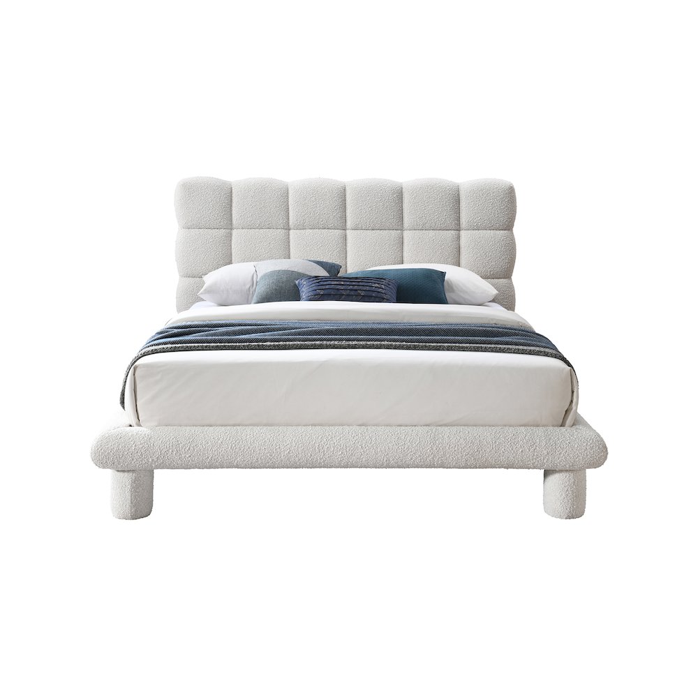 Deco Cream Boucle Fabric King Bed. Picture 2