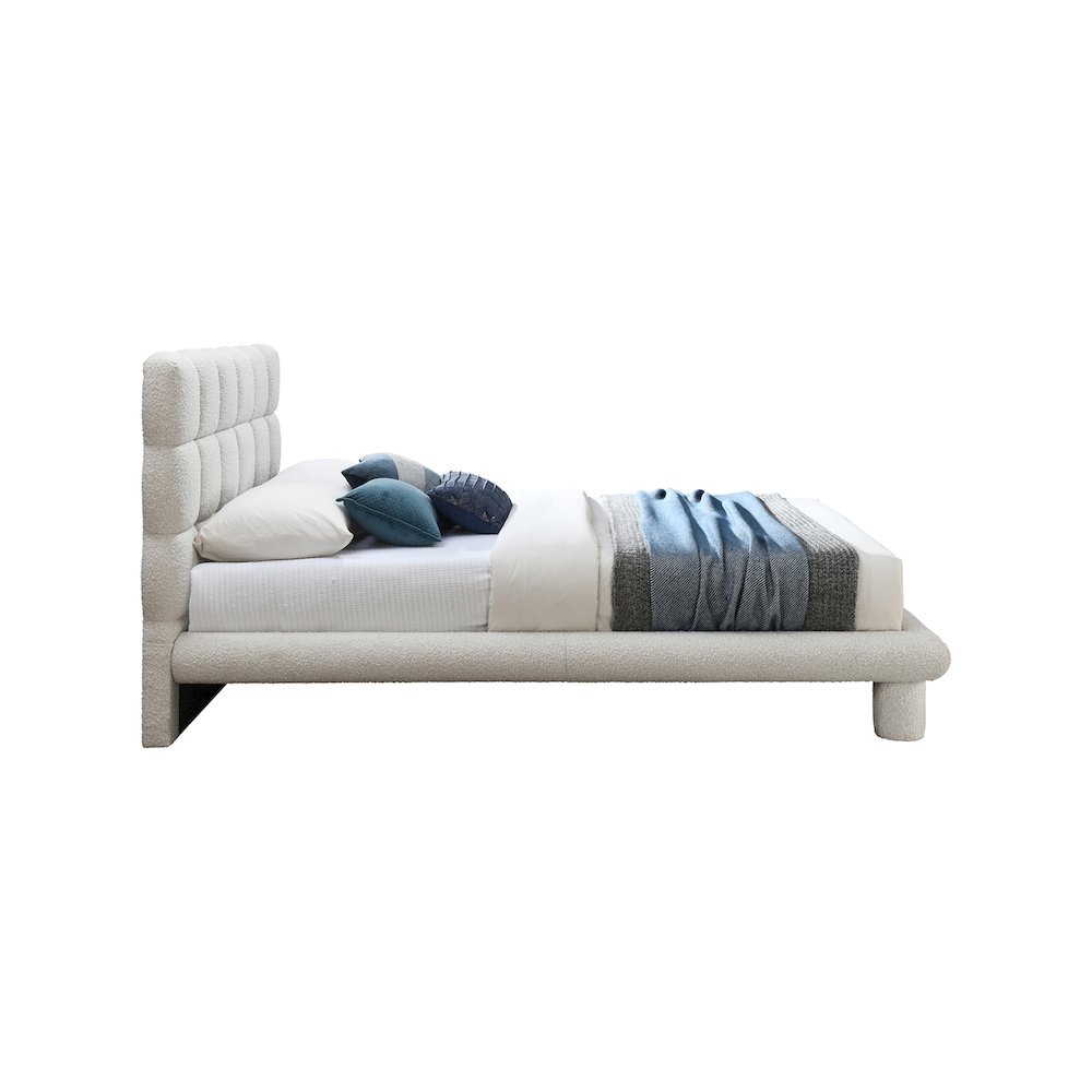Deco Cream Boucle Fabric King Bed. Picture 3