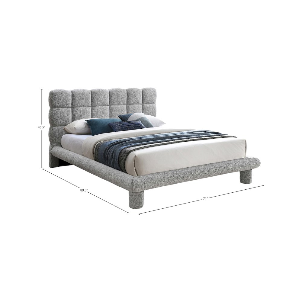 Deco Grey Boucle Fabric Queen Bed. Picture 5