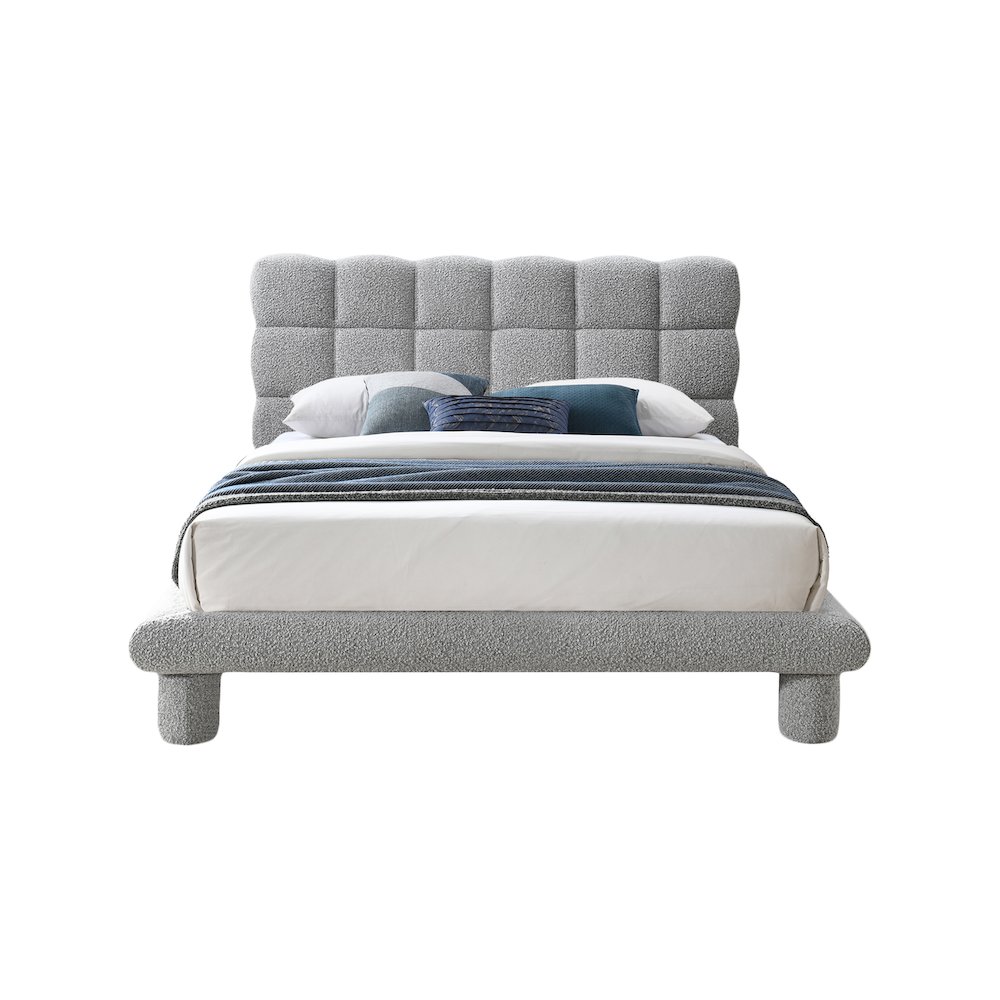 Deco Grey Boucle Fabric Queen Bed. Picture 2