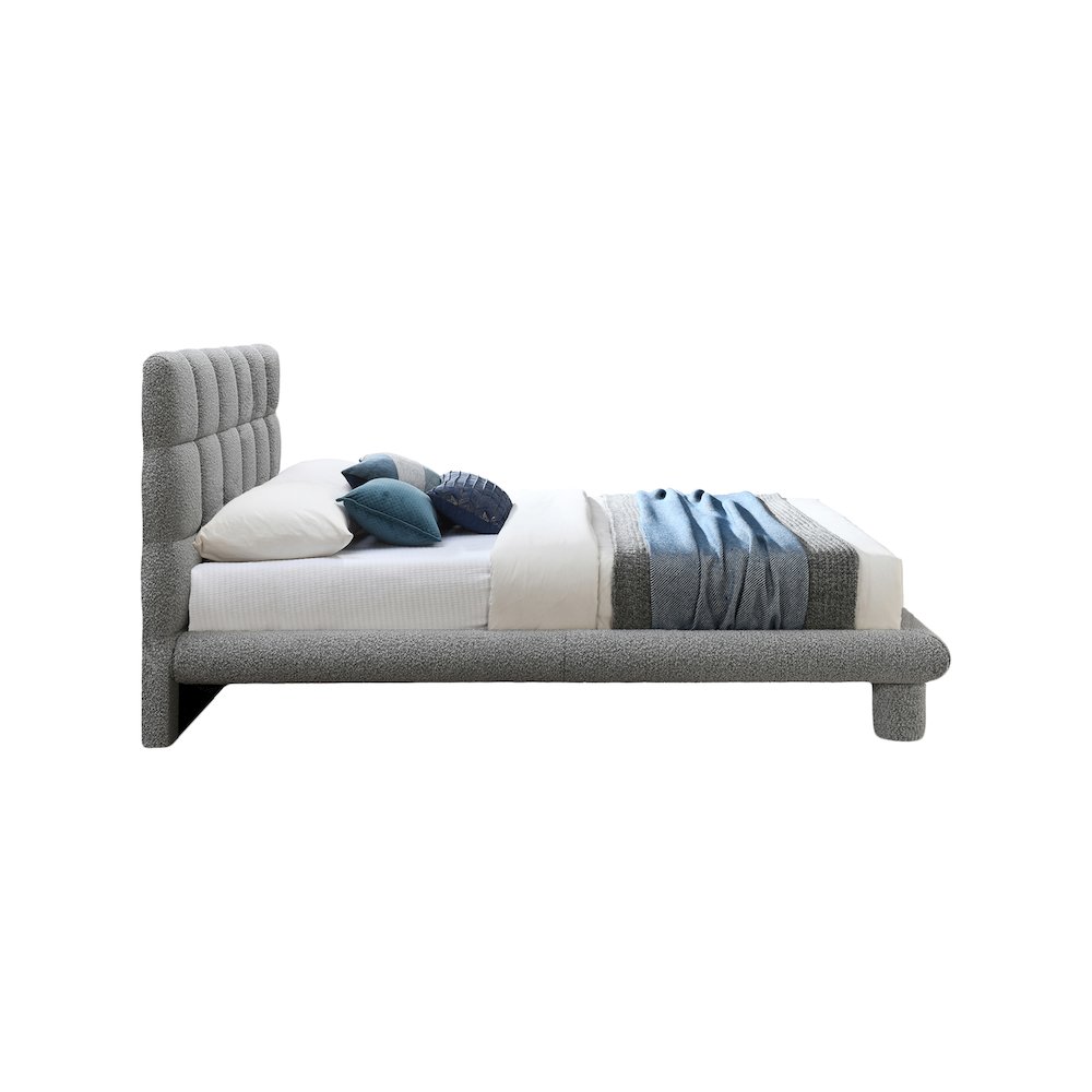Deco Grey Boucle Fabric Queen Bed. Picture 3