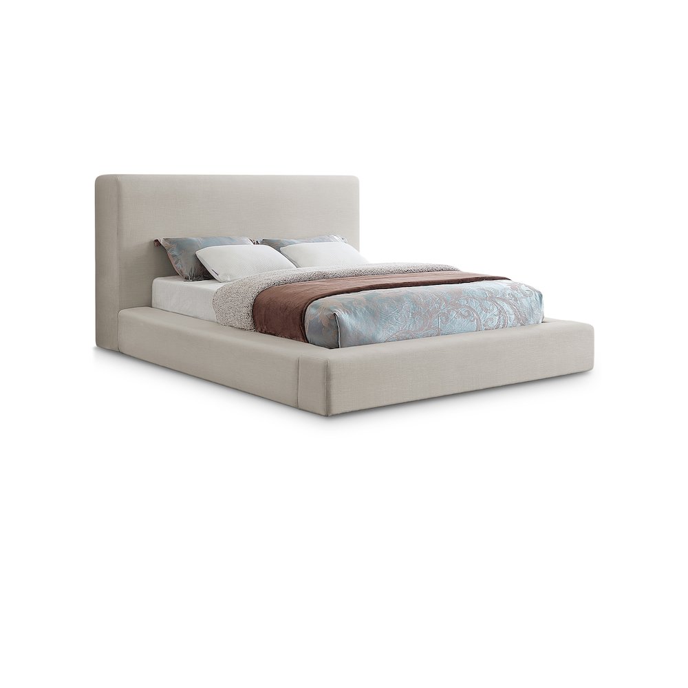 Devin Beige Linen Textured Fabric Full Bed. Picture 1