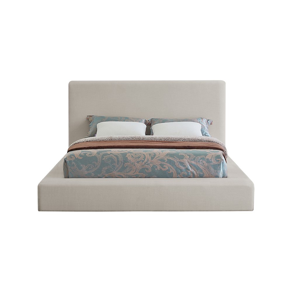 Devin Beige Linen Textured Fabric Full Bed. Picture 2