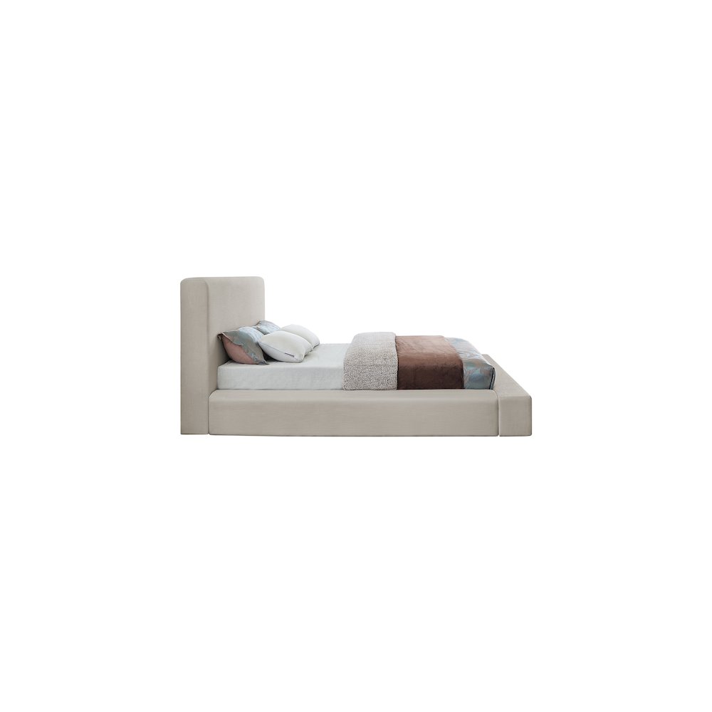 Devin Beige Linen Textured Fabric Full Bed. Picture 4