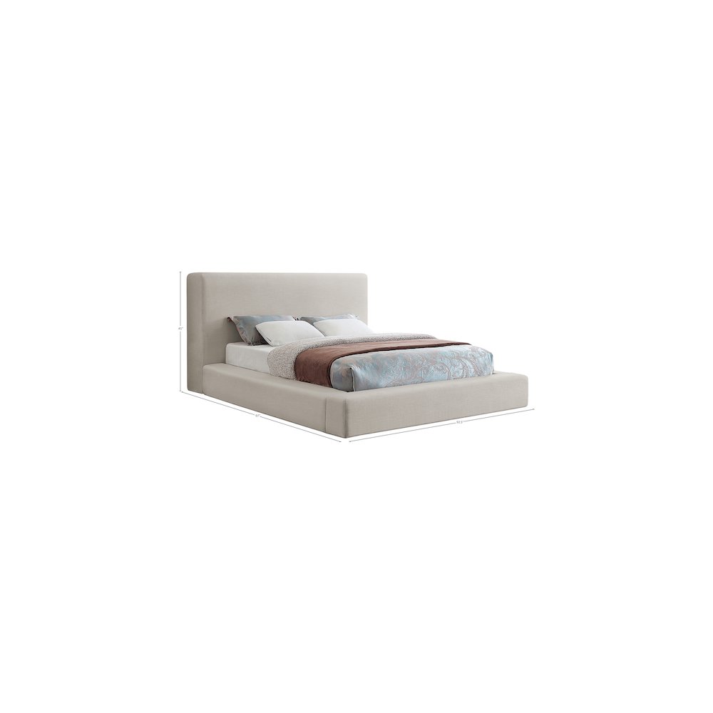 Devin Beige Linen Textured Fabric King Bed. Picture 6