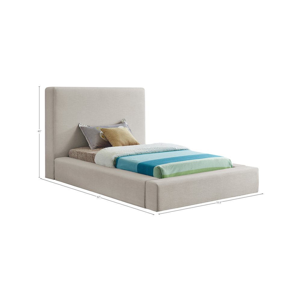 Devin Beige Linen Textured Fabric Twin Bed. Picture 6