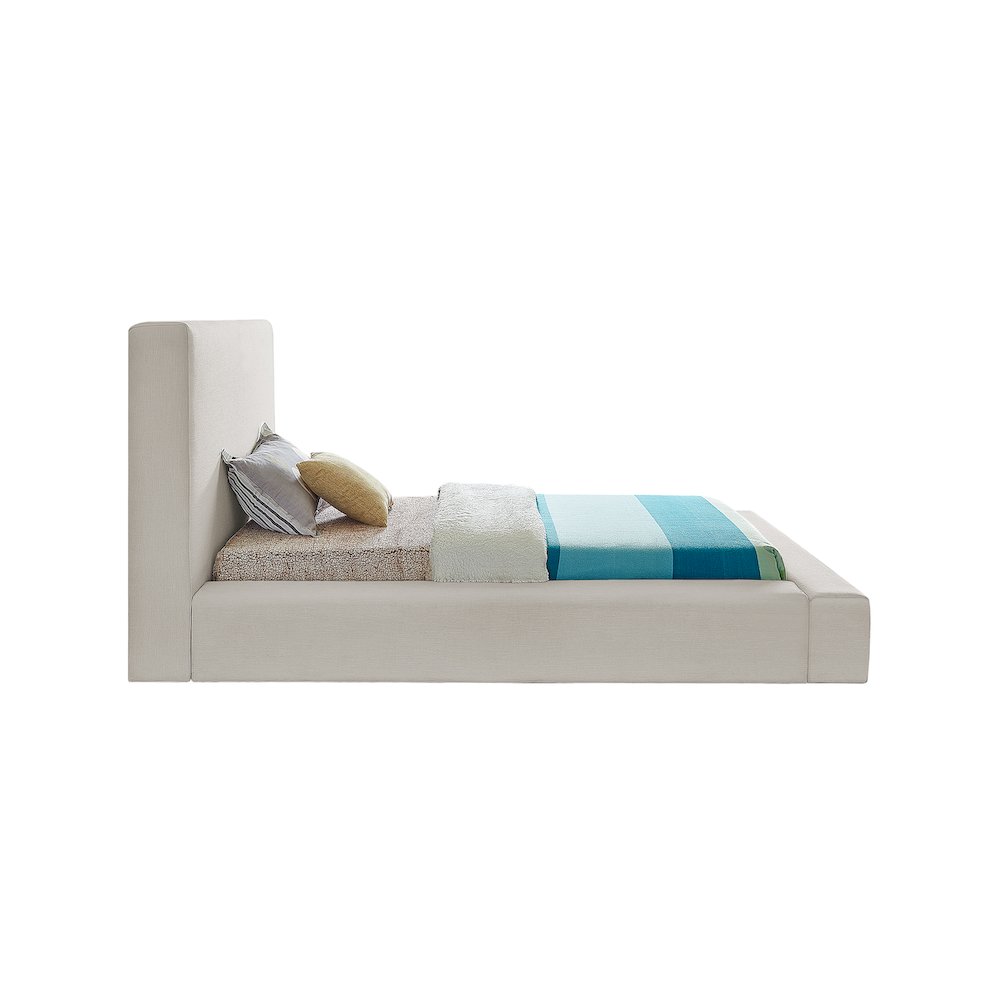 Devin Beige Linen Textured Fabric Twin Bed. Picture 4