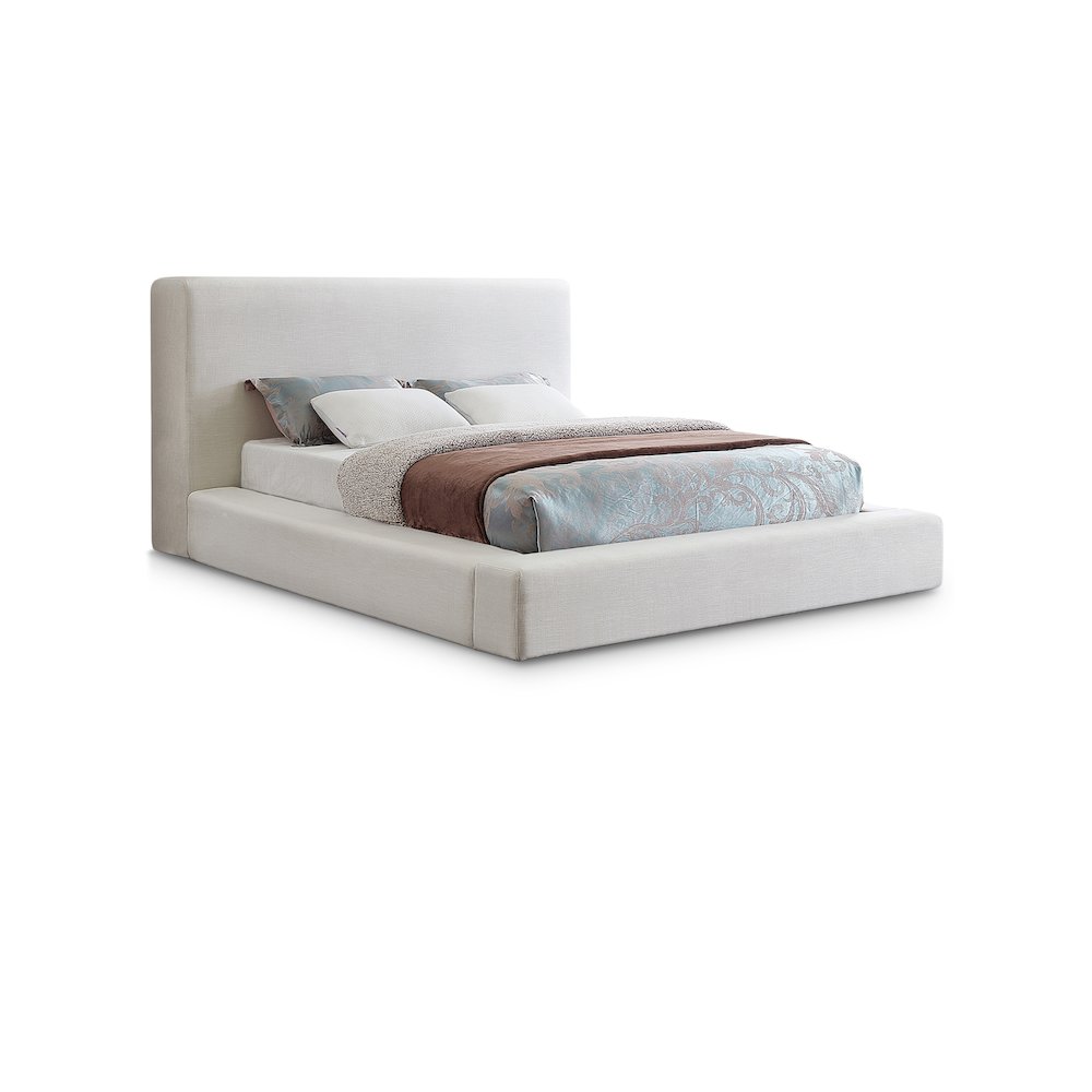 Devin Cream Linen Textured Fabric Full Bed. Picture 1