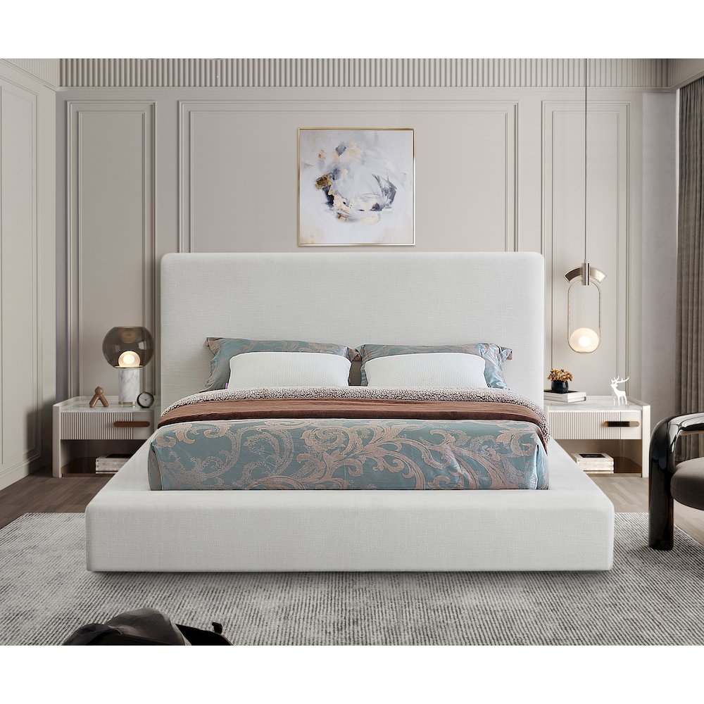 Devin Cream Linen Textured Fabric Full Bed. Picture 3