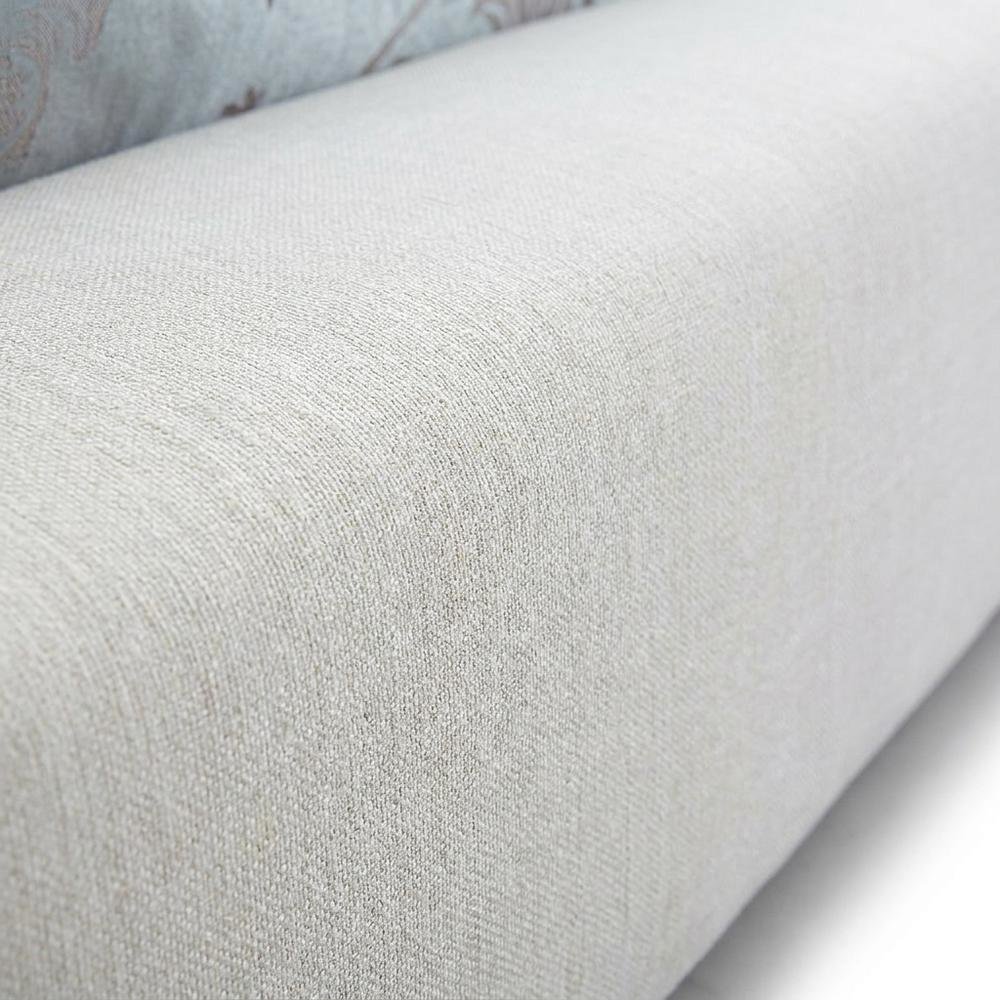 Linen Platform Bed Frame, with Storage, Cream Linen Textured Fabric, King. Picture 6