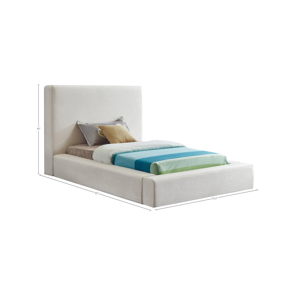 Devin Cream Linen Textured Fabric Twin Bed. Picture 6