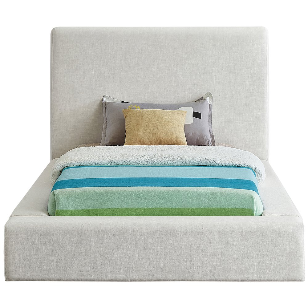 Devin Cream Linen Textured Fabric Twin Bed. Picture 2