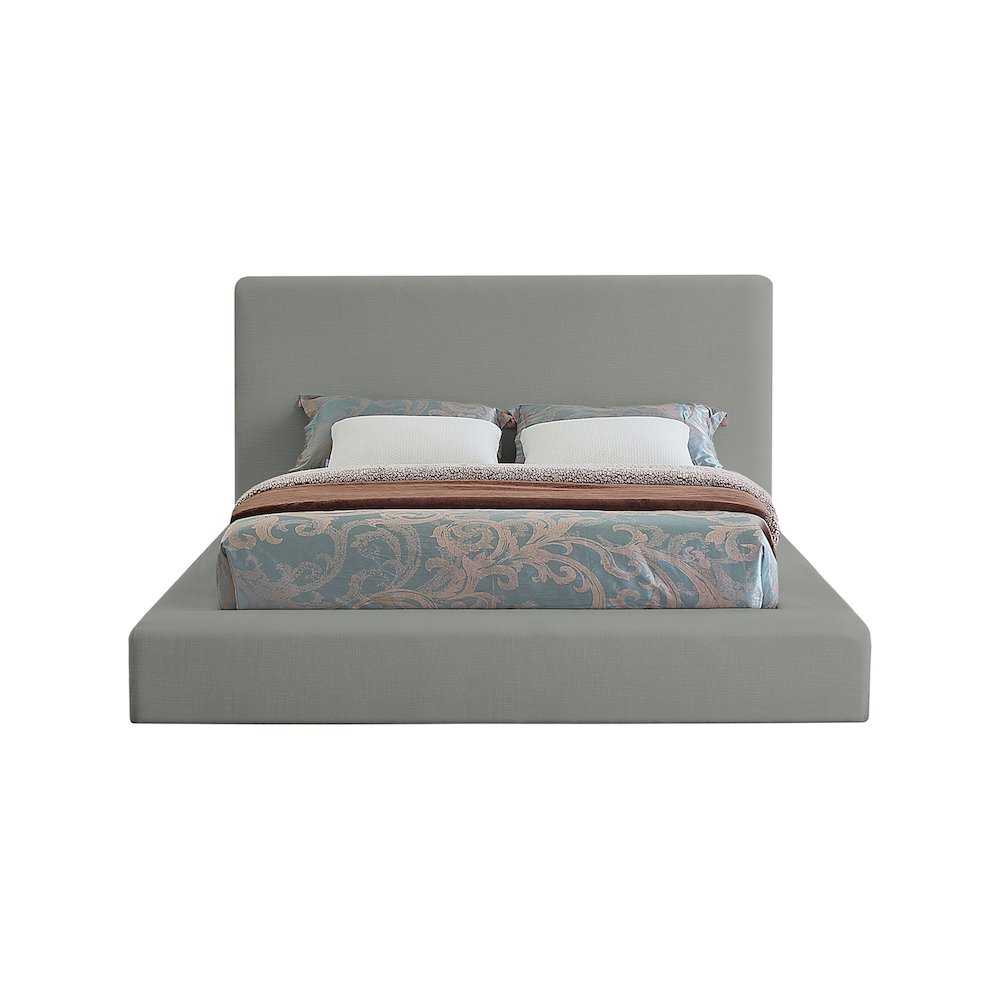 Devin Grey Linen Textured Fabric King Bed. Picture 2