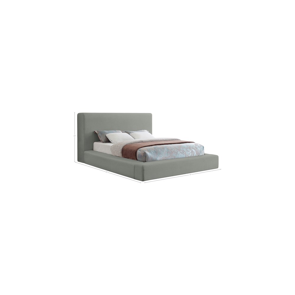 Devin Grey Linen Textured Fabric Queen Bed. Picture 6