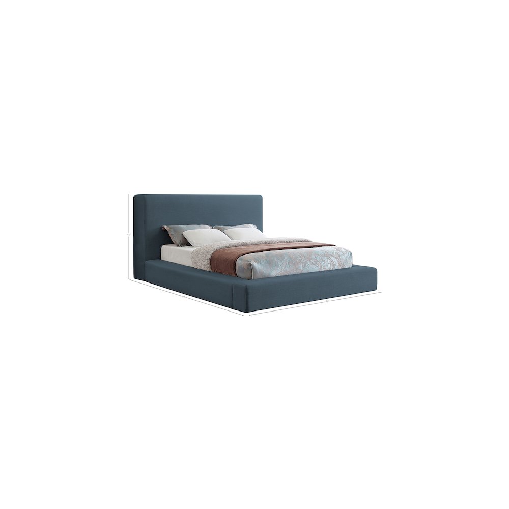 Devin Navy Linen Textured Fabric Full Bed. Picture 6