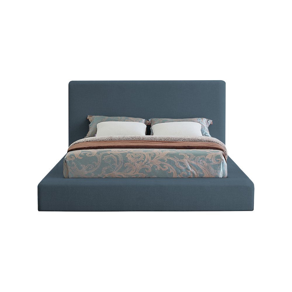 Devin Navy Linen Textured Fabric King Bed. Picture 2