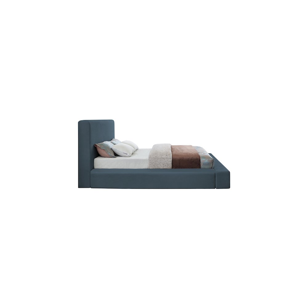 Devin Navy Linen Textured Fabric King Bed. Picture 4