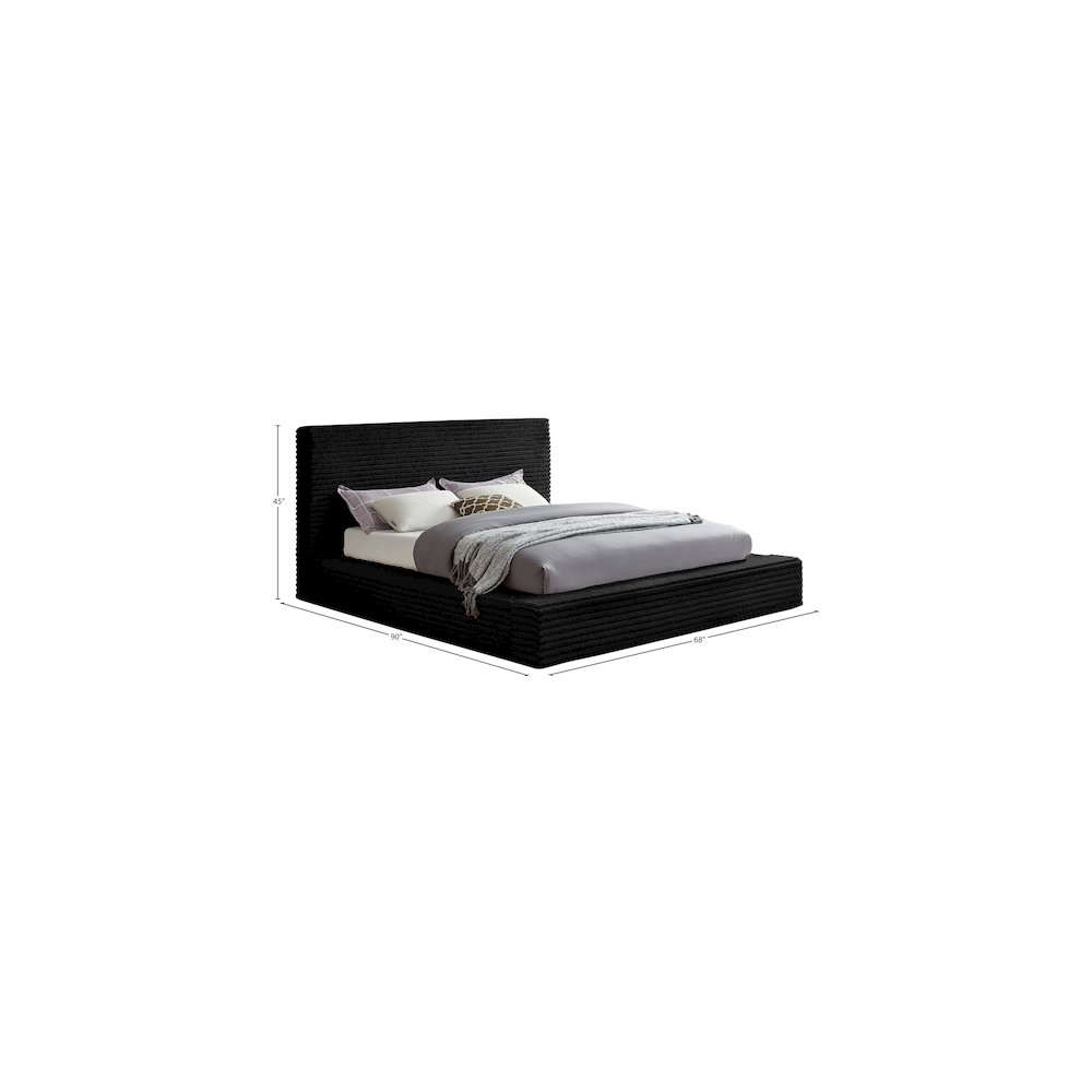 Dexter Black Corduroy Fabric Full Bed. Picture 6
