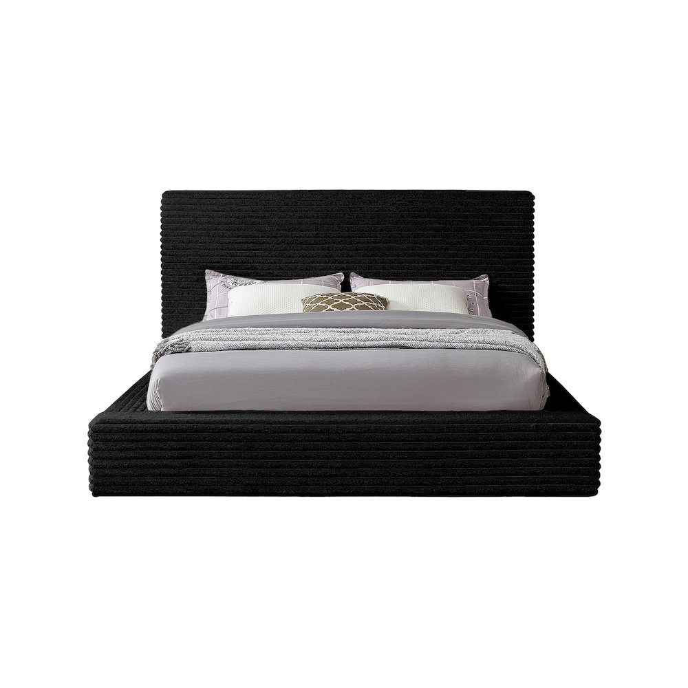 Dexter Black Corduroy Fabric Full Bed. Picture 2