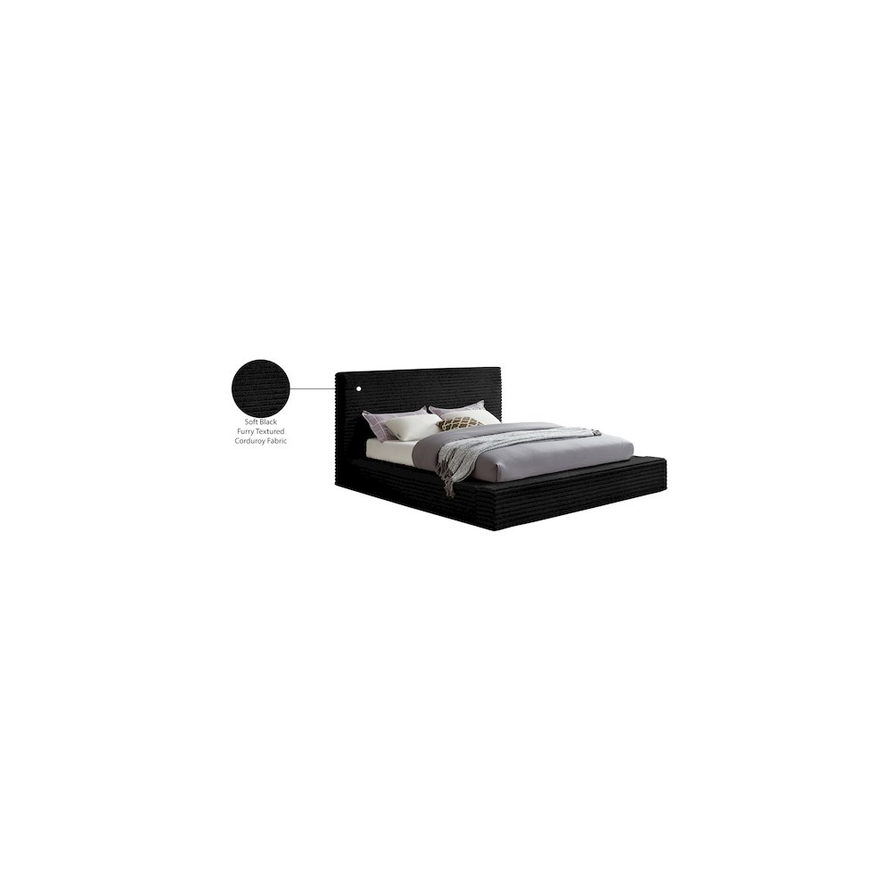 Dexter Black Corduroy Fabric King Bed. Picture 7