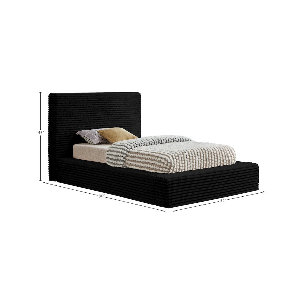 Dexter Black Corduroy Fabric Twin Bed. Picture 6