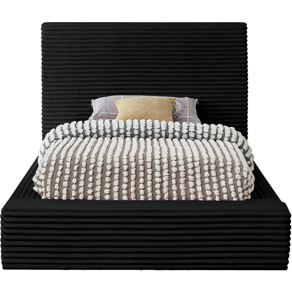 Dexter Black Corduroy Fabric Twin Bed. Picture 2