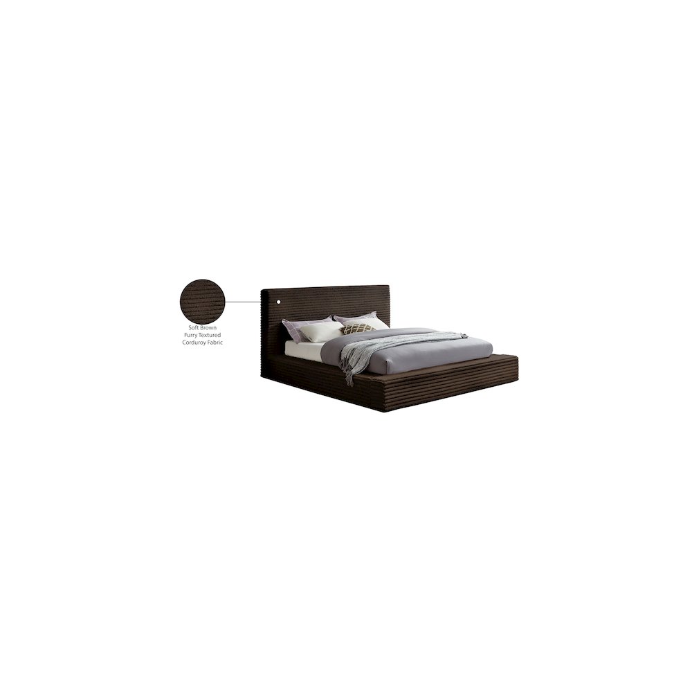 Dexter Brown Corduroy Fabric King Bed. Picture 7