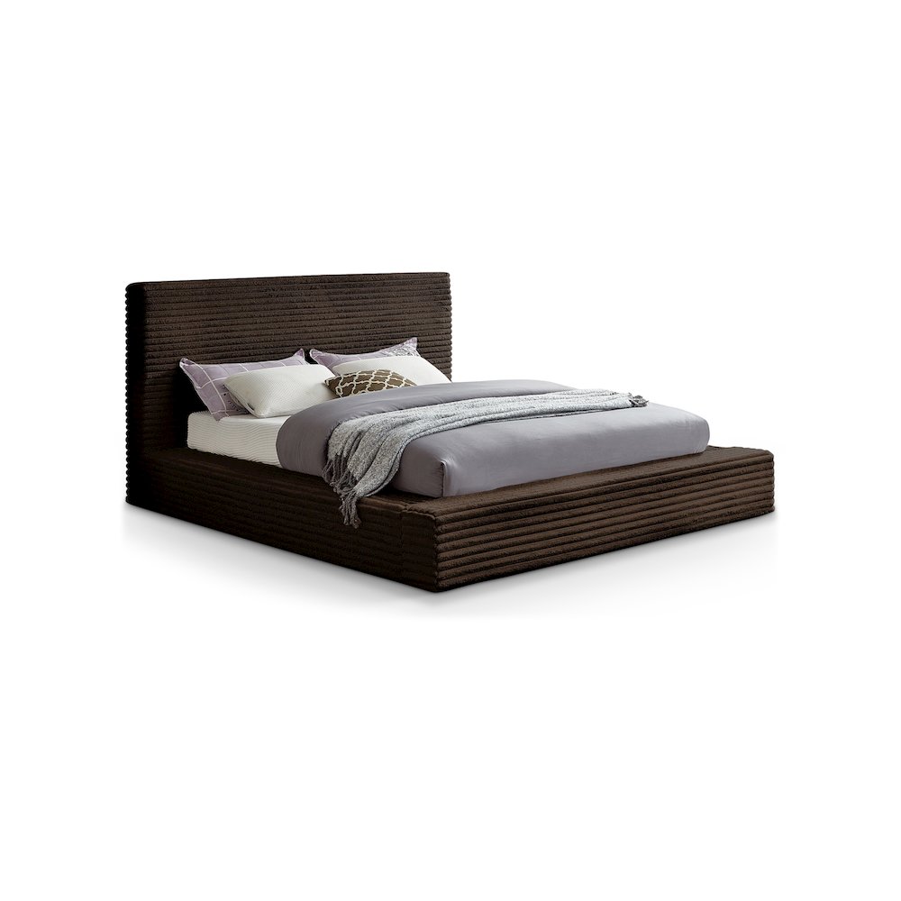Dexter Brown Corduroy Fabric King Bed. Picture 1