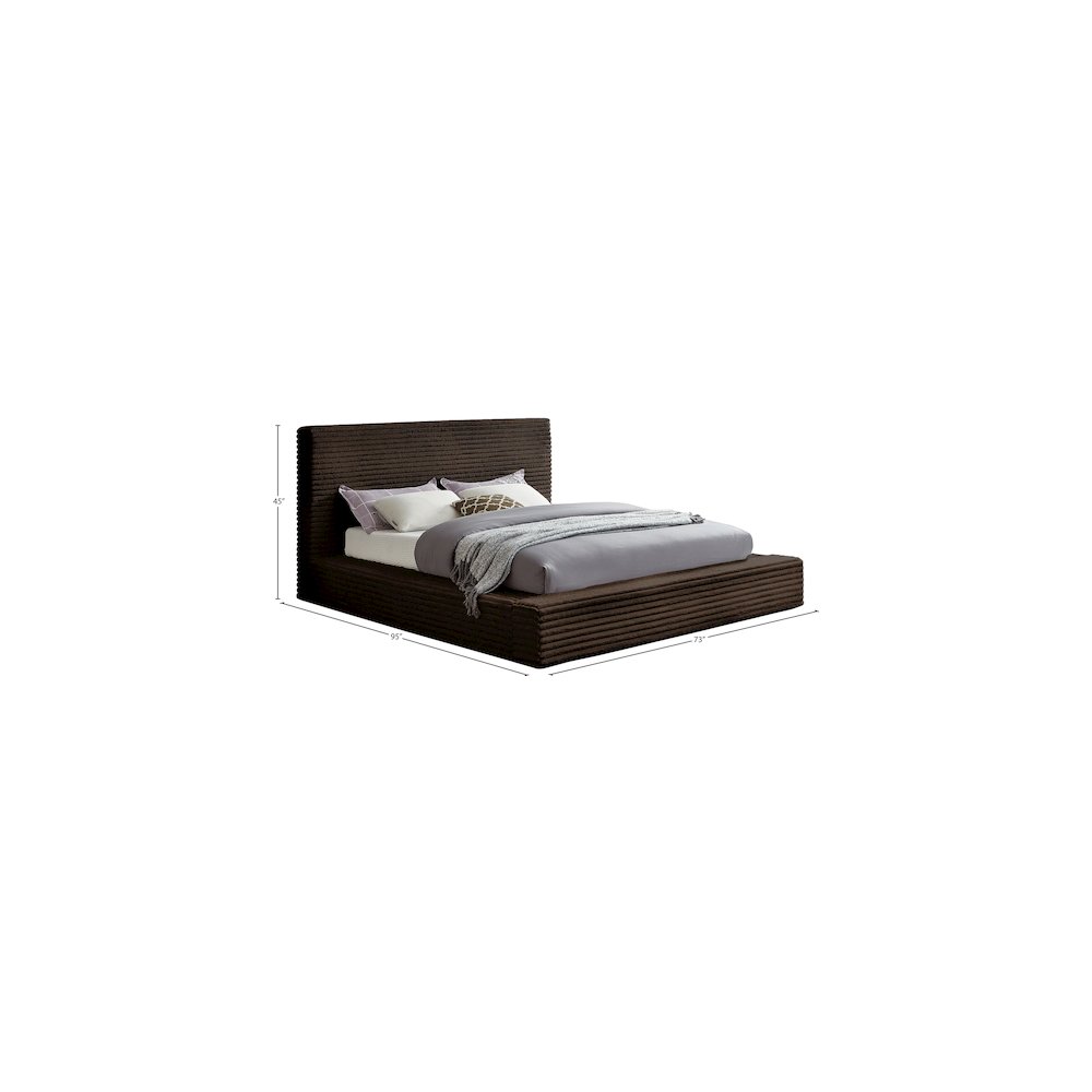 Dexter Brown Corduroy Fabric Queen Bed. Picture 6