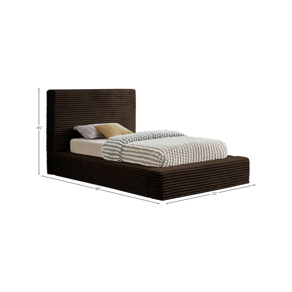 Dexter Brown Corduroy Fabric Twin Bed. Picture 6