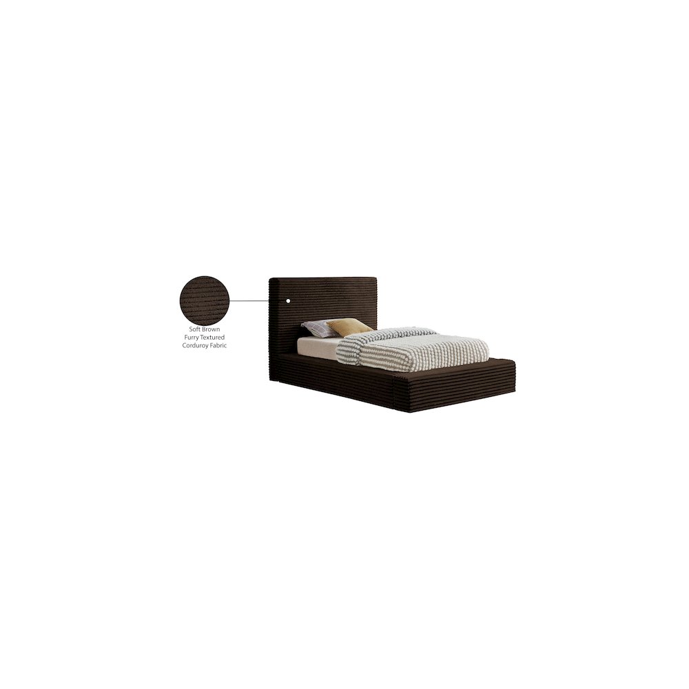 Dexter Brown Corduroy Fabric Twin Bed. Picture 7