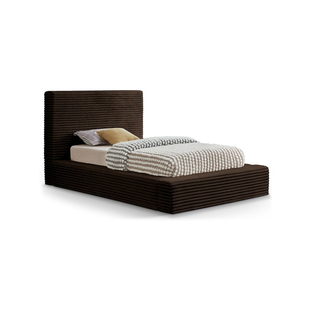 Dexter Brown Corduroy Fabric Twin Bed. Picture 1