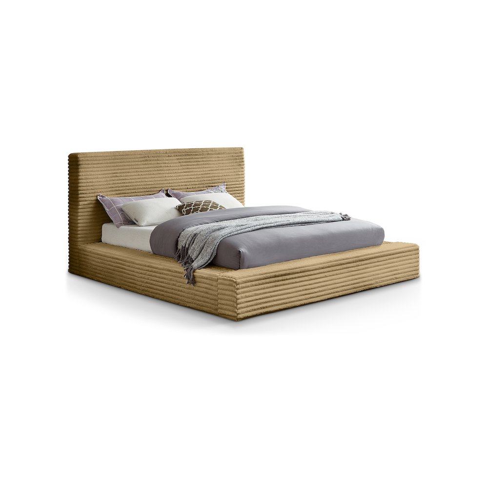 Dexter Camel Corduroy Fabric Full Bed. Picture 1