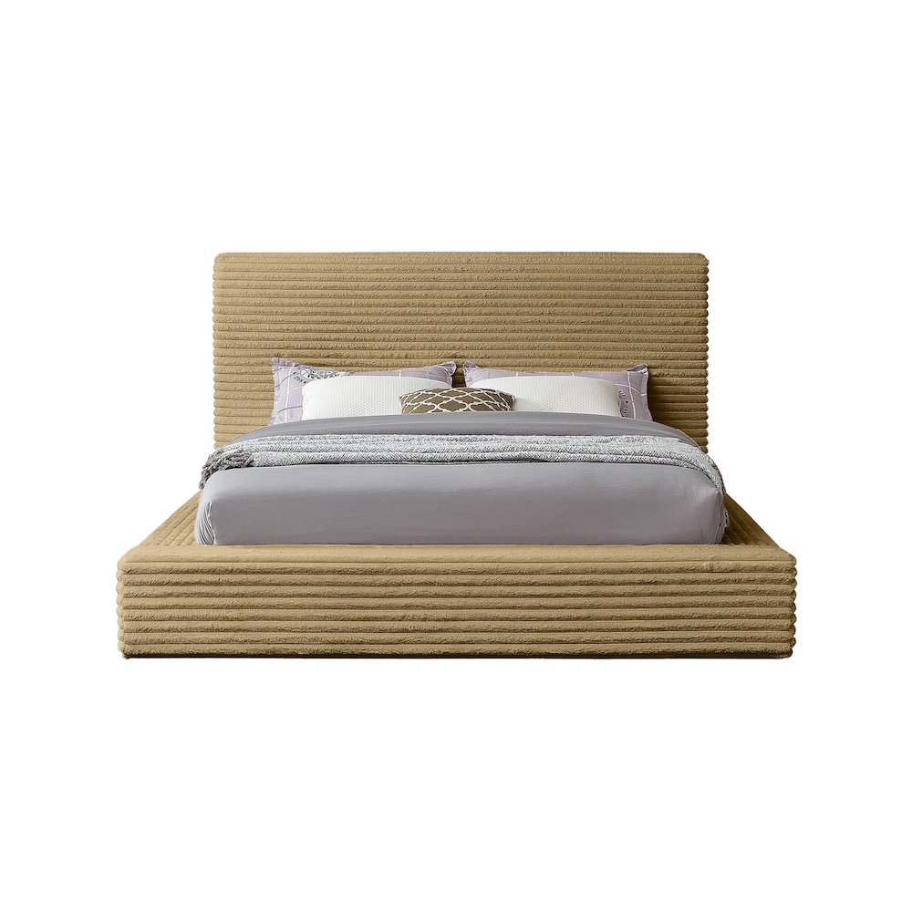 Dexter Camel Corduroy Fabric King Bed. Picture 2