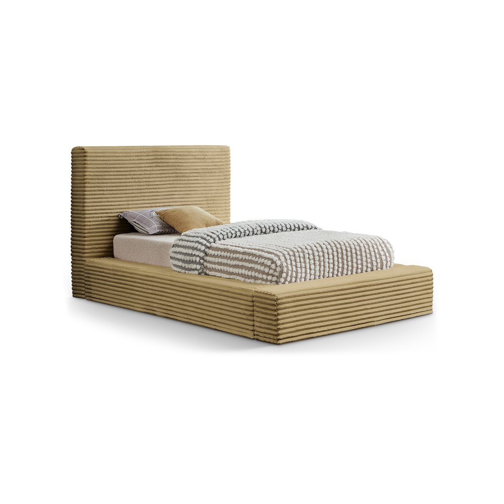 Dexter Camel Corduroy Fabric Twin Bed. Picture 1