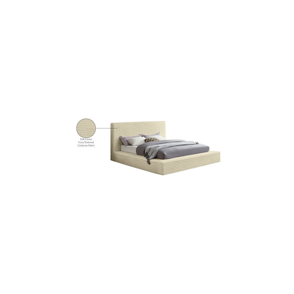 Dexter Cream Corduroy Fabric Full Bed. Picture 7