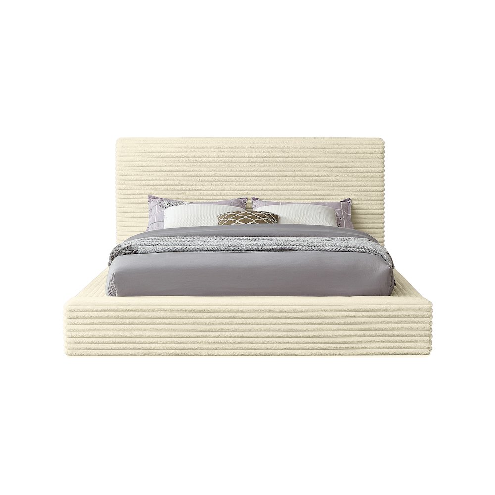 Dexter Cream Corduroy Fabric Queen Bed. Picture 2