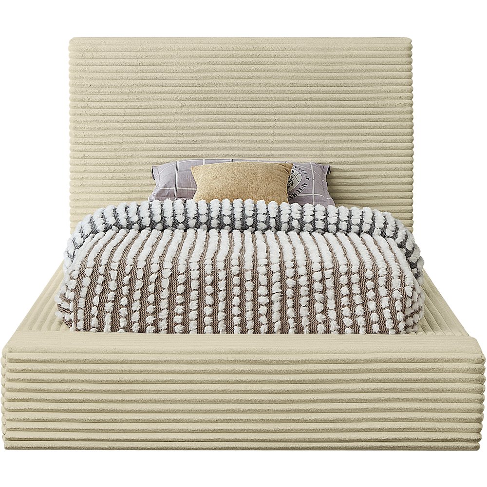Dexter Cream Corduroy Fabric Twin Bed. Picture 2
