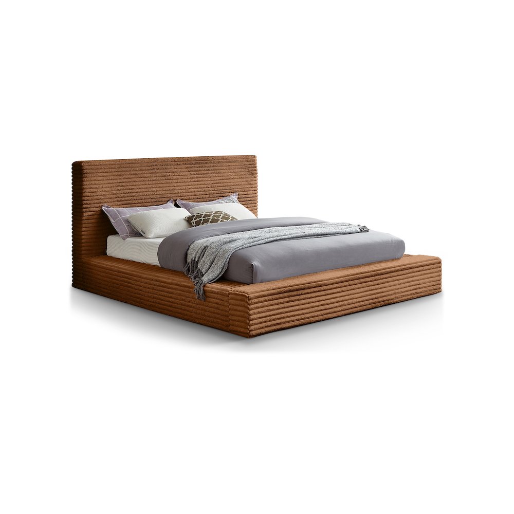 Dexter Saddle Corduroy Fabric King Bed. Picture 1